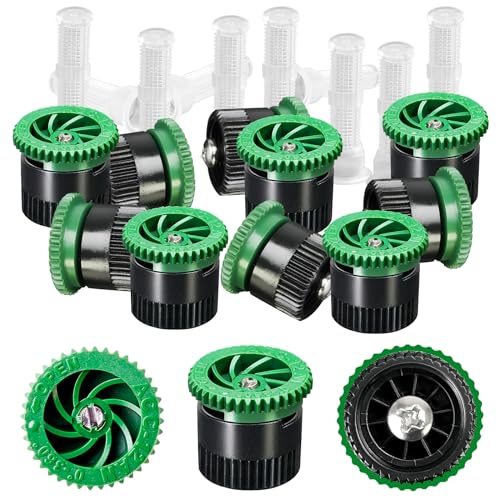 10 Pieces Variable Arc Nozzle, Pop-up Sprinkler Heads Replacement Compatible with Most of 360 Degree Adjustable Pop Up Sprinklers Spray Head for Garden Lawn Irrigation (12AN) - size: 12AN