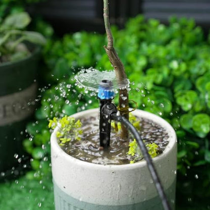 RedChili 50 Pieces Drip Emitters for 1/4" Drip Irrigation Tubing, Adjustable 360 Degree Vortex Drip Emitters with Stake 360° Full Circle Fan Shape Pattern Garden Irrigation Micro Drippers - size: 50P Vortex Emitter