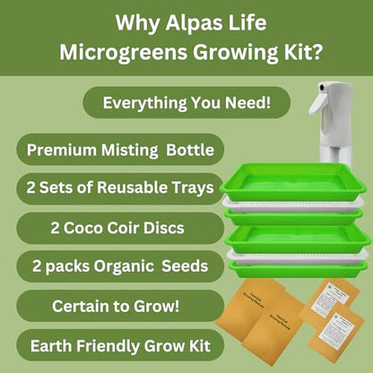 Microgreens Kit, Mister, 2 Sets of Trays, Coco Coir Discs, Organic Seeds - style: Coco Coir Kit