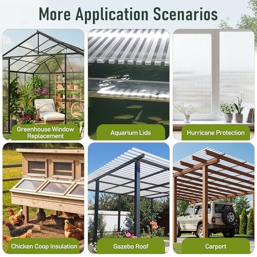 Bezseller 12 Pcs 5'x2' Polycarbonate Greenhouse Panels, Translucent White - color: Transparent, size: 0.32"丨12 Pcs