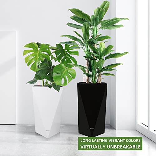 Dexceder 24 Inches Self Watering Tall Planter (Black) - color: Black, size: 24