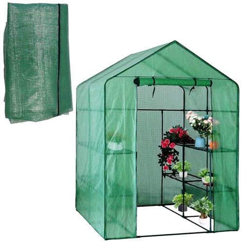 Walk-in Greenhouse Replacement Cover 56×56×76inch (Frame Not Included) - color: Green-56" x 56" x 76"(PE)