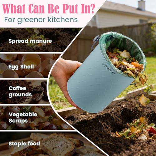 AOSION Countertop Compost Bin Kitchen,Odorless Indoor Compost Bin with Lid - color: Blue