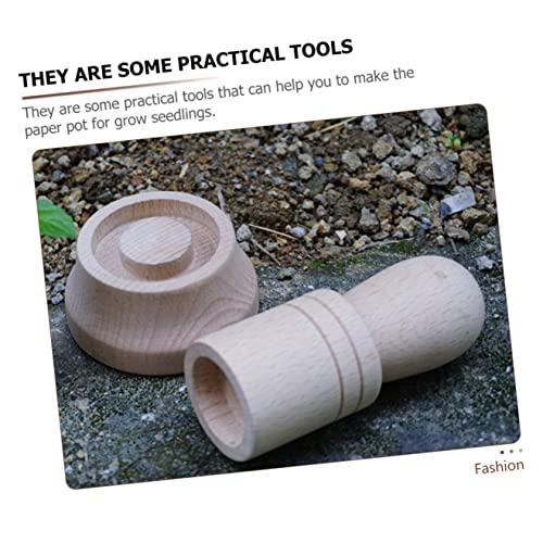 HOMSFOU Wooden Paper Pot Maker Set 2 pcs Seed Pot Maker for Nursery Seedlings Newspaper Tool for Gardening Compact Paper Making Tool for Plant Starter
