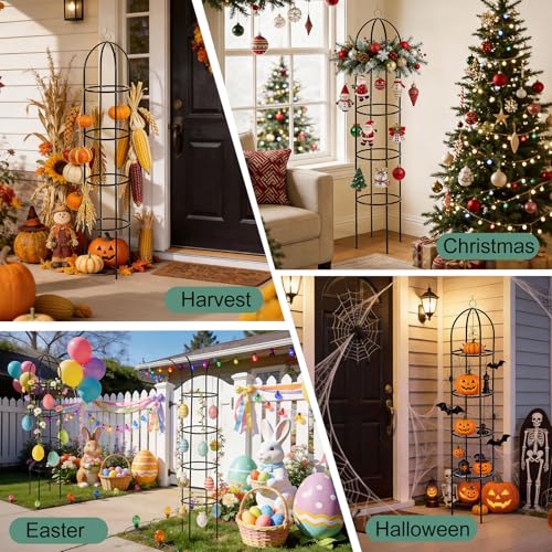 100% Metal 2pc Obelisk Garden Trellis 6.6 Feet Tall Sturdy Plant Support - size: 2PC