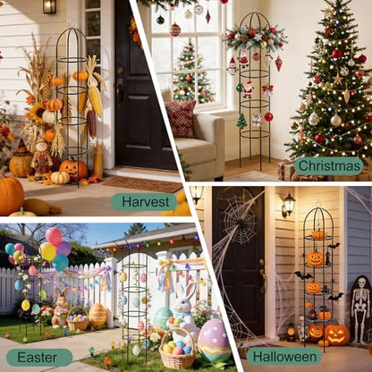 100% Metal 2pc Obelisk Garden Trellis 6.6 Feet Tall Sturdy Plant Support - size: 2PC