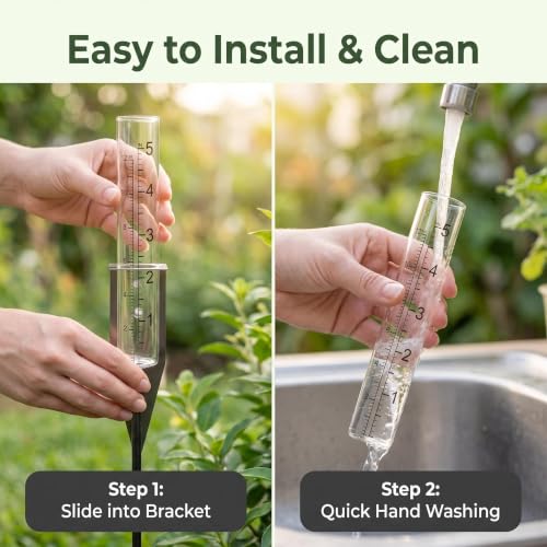 4 Pack Plastic Rain Gauge Outdoor with Metal Stake for Yard Garden Lawn