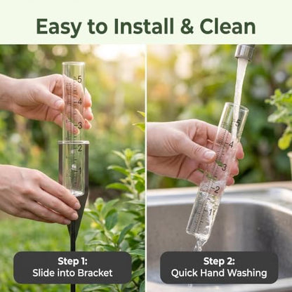 4 Pack Plastic Rain Gauge Outdoor with Metal Stake for Yard Garden Lawn