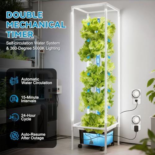 JESLED 15 Tiers Hydroponics Growing System Kits with 4 LED Grow Lights - size: 15tiers