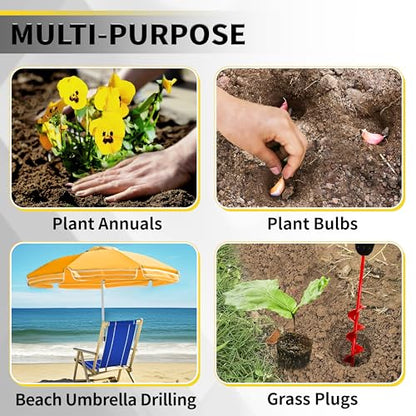 Auger Drill Bit for Planting - 1.6"X16.5" Heavy-Duty Garden Auger Spiral Drill Bit - Bulb Planter Tool - 3/8" Hex Drive Drill - size: 1.6"X16.5"-Red