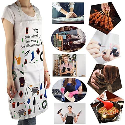 MBMSO Gardener Apron I Garden So I Don't Choke People Save a Life Send Mulch Funny Gardening Aprons with Pockets Waterproof
