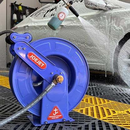 JOEJET Retractable Pressure Washer Hose Reel with Hose, 50 FT x 3/8"