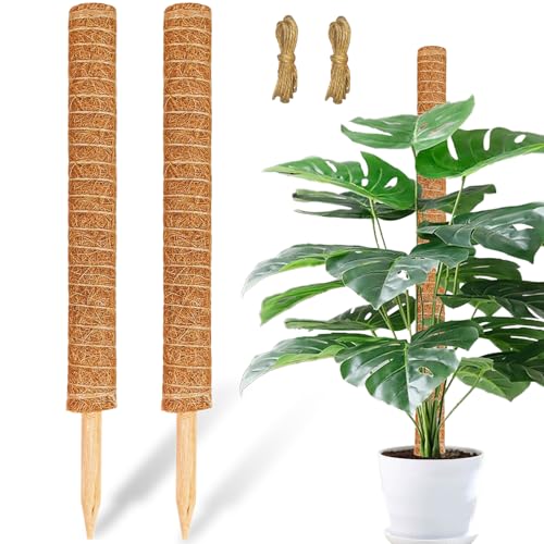 JJGoo Moss Pole for Plants Monstera, 2 Pack 23.6 inch Plant Support Pole, Extendable Coir Totem Pole for Potted Plants Pothos,Train Indoor Climbing Plants to Grow Upwards - Extends to 40.6 Inches - size: 2 Pack 23.6 inch