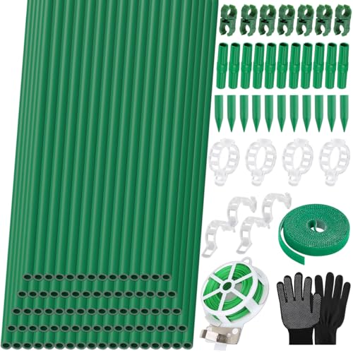 Lezmarket 80 Pack Garden Stakes(16" Each), Plant Support Stakes, DIY 4ft 5ft 6ft 7ft Sturdy Fiberglass Plant Sticks Support Garden Trellis for Growing Climbing Tomato Vegetables Flowers - size: 80Pack