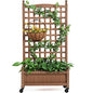 Yaheetech Planter Box with Trellis 50" Rolling Raised Garden Bed on Wheels - size: 50"