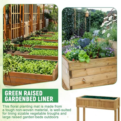 63×114 Inch Raised Garden Bed Liner, Heavy Duty Green Planter Fabric Liner - color: Green