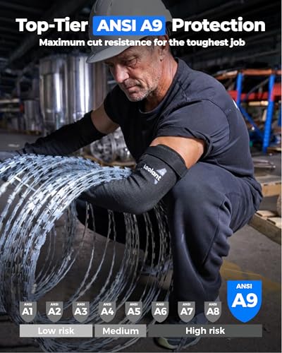 toolant ANSI A9 Cut Resistant Arm Sleeves, Arm Guards for High Risk Work - size: 4 Pair