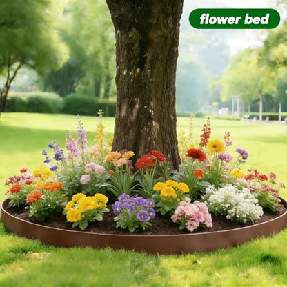Garden Edging Border, 2In x 100 FT Landscape Edging with 90 Spikes, Brown - size: 100ft Brown-1