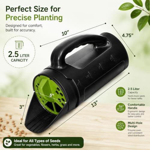 Gardenised Handheld Seed Spreader Versatile Lawn & Garden Tool Adjustable Shaker for Fertilizer Grass Seed Salt Ice Melt Deicer Growth Enhancer & Fish Feed Ideal for Landscaping Sports Fields & Yard
