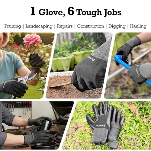 2 Pairs Non Slip TPE Gardening Gloves, Black, M - color: Black-2pairs