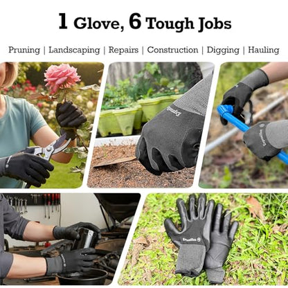 2 Pairs Non Slip TPE Gardening Gloves, Black, M - color: Black-2pairs