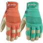 Wells Lamont Women's HydraHyde Leather Hybrid Gloves - color: Green & Orange, size: Large, style: 2-pack