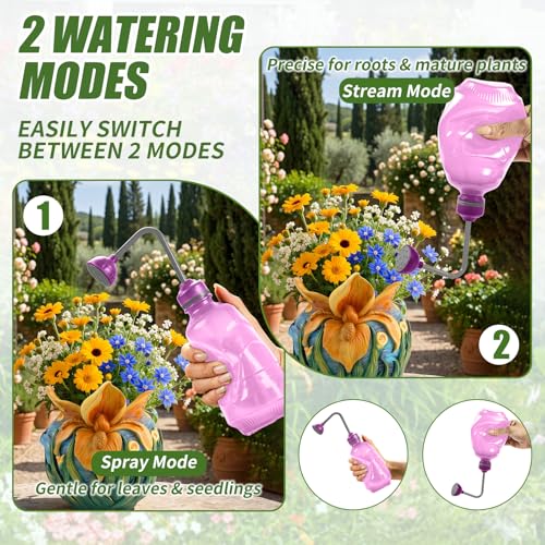 Precision Spout 0.45L Watering Can – Perfect for Delicate Seedlings - Potted Plants -Pink - color: Pink