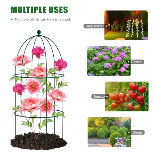 3 Pack Metal Plant Cage Support, 31.5" H Peony Support - size: 31.5"H x 15.7"W