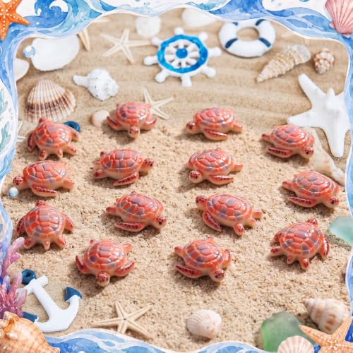 Yerliker 50 Pcs 100 Pcs Mini Sea Turtle Figurines Sea Animals, Brown - color: Brown