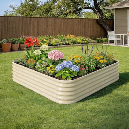 L-Shaped Galvanized Raised Garden Bed, 18" Tall Metal Planter Box - color: Gray, size: L-Shaped