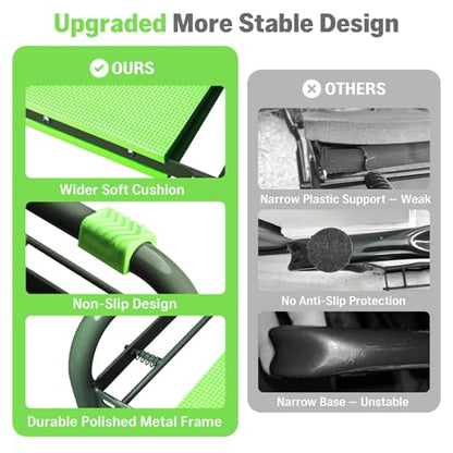 Garden Kneeler and Seat Heavy Duty, Foldable Gardening Stool Bench - color: Green