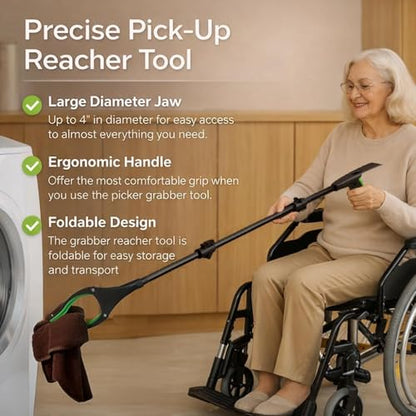 75In Extra Long Grabber Reacher Tool, LEGENDONE Senior Foldable Pickup Tool - color: 75"silver&blue