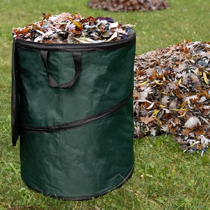 Wakeman Pop Up Outdoor Trash Can, Green, 46 Gallon