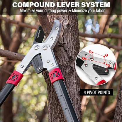 HAUTMEC Anvil Loppers for Tree Trimming Heavy Duty, Extendable 27-37'' Garden Loppers with Compound Action System, 2" Cutting Capacity,with replacement blades, HT0461 - color: Loppers & Blade