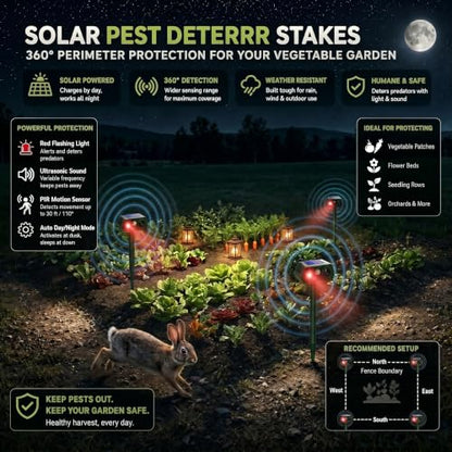 Sonic Fortress Pro Deer Repellent Solar Ultrasonic Animal Repeller