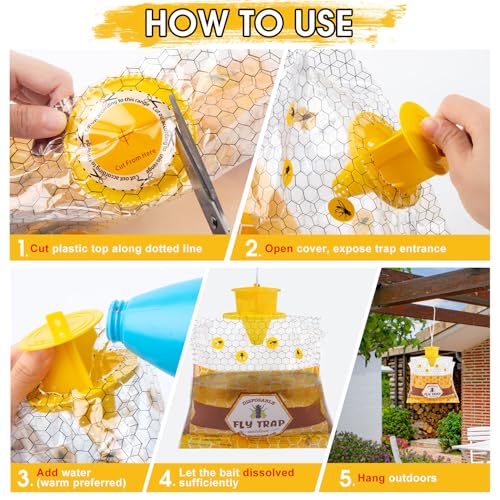 Disposable Hanging Fly Traps Outdoor Bags with Dissolvable Bait-4 Pack - size: 4 Packs