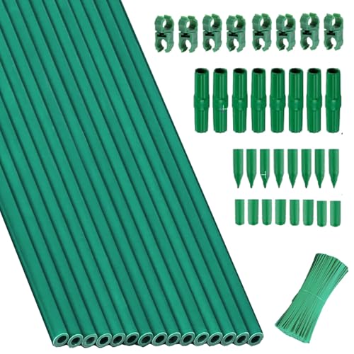 Garden Stakes Kit:13.7 Inch 48 Pack, Plant Sticks Supports & Accessories for DIY 4ft, 5ft, 6ft, 7ft Stakes for Tomato, Vegetables, Indoor & Outdoor Gardening Supplies (15SET)