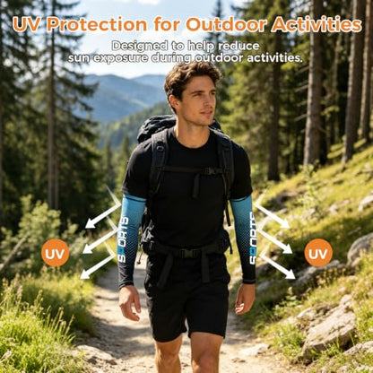 Bacophy UV Protection Arm Sleeves Cooling Cover for Men Women 6 Pairs - color: Orange+green+deep Blue+light Blue+grey*2