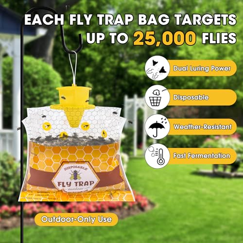 Disposable Hanging Fly Traps Outdoor Bags with Dissolvable Bait-8 Pack - size: 8 Pack