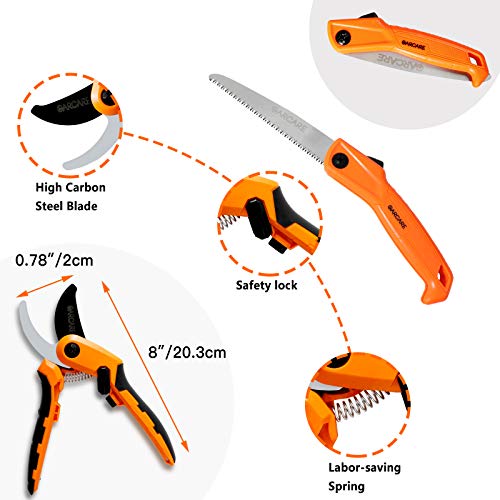GARCARE Hedge Clippers Pruning Shears 4 in 1 Set Garden Pruning Tool Set