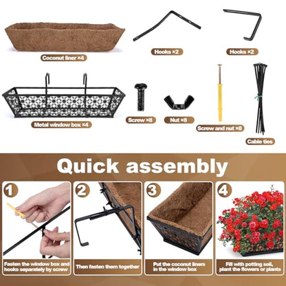24 Inch Railing Planter Box Outdoor Deck Railing Flower Boxes