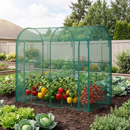 Garden Crop Cage, Plant Netting Cover with Zipper Door, Vegetable Insect Protection - color: Green, size: 200*100*180cm