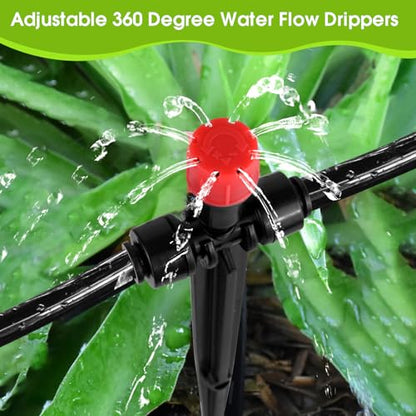 25Pcs Drip Irrigation Emitters – 8-Hole Adjustable Flow for 1/4" Tubing - color: Red