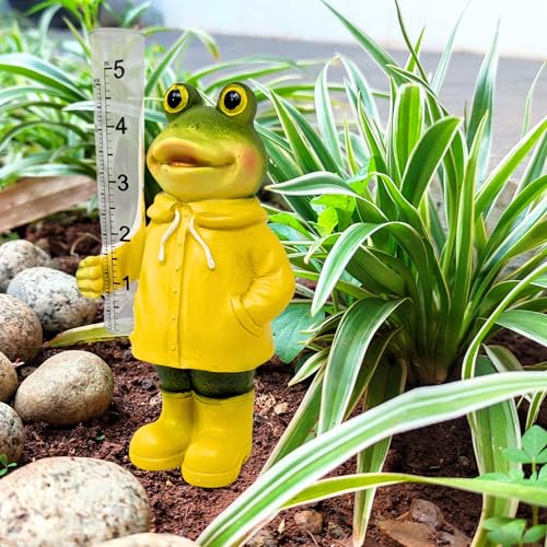 Resin Frog Rain Gauge Outdoor Weather Measurement Tool Garden Yard