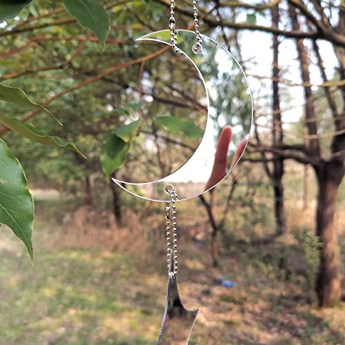 Keep Birds Away Mirror Disc, Hanging Reflector, 16 Moon-Star Discs - size: Moon Star