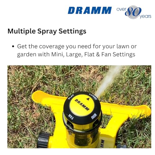 Dramm ColorStorm Gear Drive Sprinkler on Heavy Duty,Durable Metal Base, 4 Patterns, Ideal for Small, Medium & Large Areas with Pass Through Feature, Berry, 40 Foot Diameter - color: Berry, style: Gear Drive Sprinkler