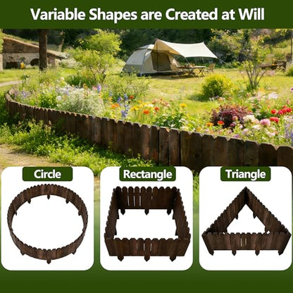 Wooden Garden Edging, Decorative Wood Fence Border Landscape Edging for Flower Bed Barrier Yard Lawn Pathway Tree, 7.9" H x 48" L (1 Pack) - style: 1pcs