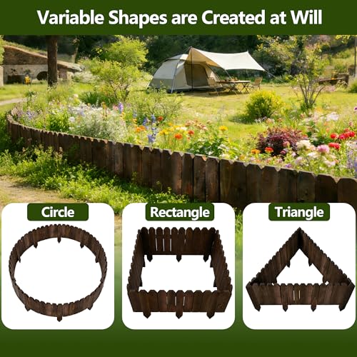 Wooden Garden Edging, Decorative Wood Fence Border Landscape Edging for Flower Bed Barrier Yard Lawn Pathway Tree, 7.9" H x 48" L (1 Pack) - style: 1pcs