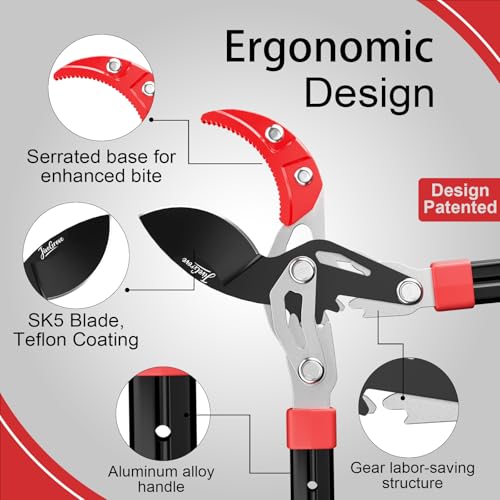 Extendable Loppers, SK5 Teflon-Coated Blades, Gear Drive