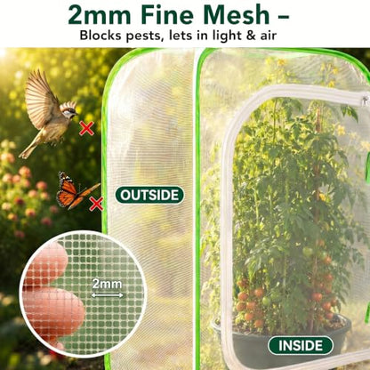 Pop-up Mesh Plant Cage Tent for Garden Pest Protection (16" x 16" x 24") - size: 16" x 16" x 24"
